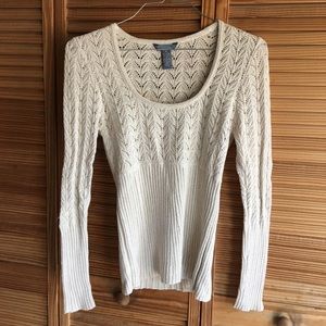 Hillard & Hanson Knit Cream Warm Top